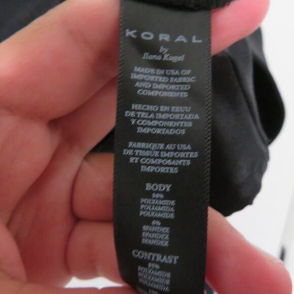 Koral Women Sz S Black Sofia Pullover Sweatshirt Faux Leather Trim Sheer Texture - Picture 6 of 8